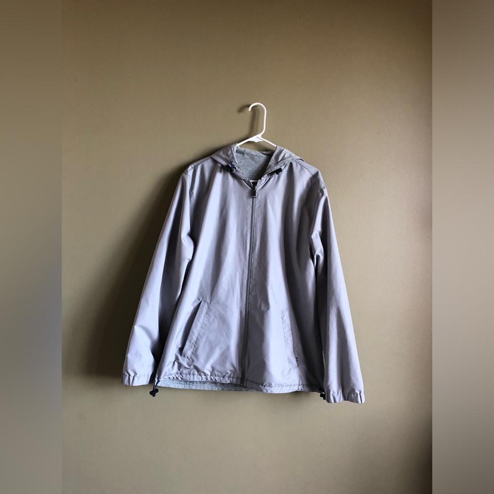 Club Room Men Grey Zip up Hooded Rain coat jacket Size Small